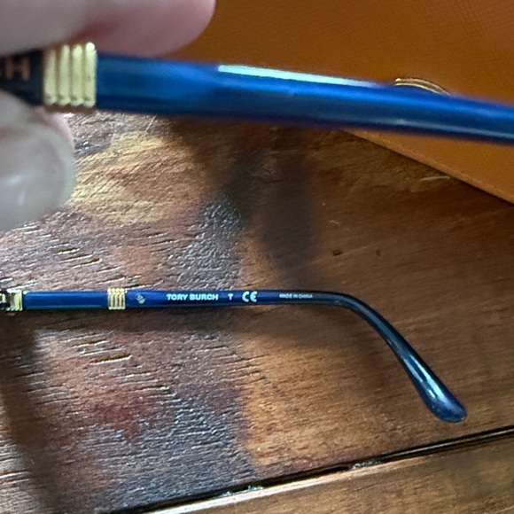 Tory Burch Navy and Gold Sunglasses with Orange Case prescription glasses - Picture 5 of 6